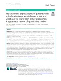 Pre-treatment expectations of patients with spinal metastases: What do we know and what can we learn from other disciplines? A systematic review of qualitative studies