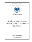 Luận văn Thạc sĩ Kinh tế: Các yếu tố ảnh hưởng đến ý định học Anh văn qua mạng