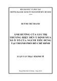 Luận văn Thạc sĩ Kinh tế: Ảnh hưởng của giá trị thương hiệu đến ý định mua xe ô tô của người tiêu dùng tại thành Phố Hồ Chí Minh