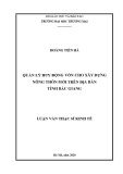 Luận văn Thạc sĩ Kinh tế: Quản lý huy động vốn cho xây dựng nông thôn mới trên địa bàn tỉnh Bắc Giang