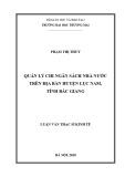 Luận văn Thạc sĩ Kinh tế: Quản lý chi ngân sách nhà nước trên địa bàn huyện Lục Nam, tỉnh Bắc Giang