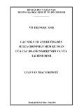 Luận văn Thạc sĩ Kinh tế: Các nhân tố ảnh hưởng đến sự lựa chọn phần mềm kế toán của các doanh nghiệp nhỏ và vừa tại Bình Định