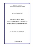 Luận văn Thạc sĩ Kinh tế: Giải pháp hoàn thiện quản trị bán hàng tại Công ty TNHH Thương mại Dịch vụ SAPA