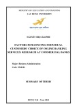 Summary of thesis Business administration: Factors influencing individual customers' choice of online banking services, research at commercial banks