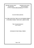 Summary of doctoral thesis Economic development: Factors affecting the scale of foreign direct investment (FDI) in Vietnam’s agriculture