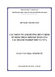 Luận văn Thạc sĩ Kinh tế: Các nhân tố ảnh hưởng đến ý định sử dụng phần mềm kế toán của các doanh nghiệp nhỏ và vừa