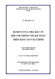 Luận văn Thạc sĩ Kinh tế: Hành vi của nhà đầu tư đối với thông tin kế toán trên báo cáo tài chính