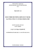 Luận văn Thạc sĩ Kinh tế: Hoàn thiện hệ thống kiểm soát nội bộ tại Tổng công ty cổ phần Phong Phú