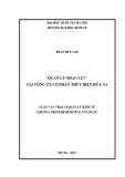 Luận văn Thạc sĩ Quản lý kinh tế: Quản lý nhân lực tại Công ty Cổ phần Thủy điện Hủa Na