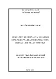 Luận văn Thạc sĩ Quản lý kinh tế: Quản lý rủi ro cho vay tại Ngân hàng Nông nghiệp và Phát triển Nông thôn Việt Nam - Chi nhánh Thái Thụy