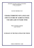 Summary of the PH.D Literature Thesis : Characteristics of language and culture of agricultural vocabulary in Nghe Tinh