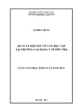 Tóm tắt Luận văn Thạc sĩ Quản lý giáo dục: Quản lý đội ngũ cố vấn học tập tại trường Cao đẳng Y tế Phú Thọ