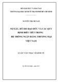 Luận văn Thạc sĩ Kinh tế: Nợ xấu, rủi ro đạo đức và các quy định điều tiết trong hệ thống ngân hàng thương mại Việt Nam