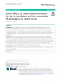 Similar effects as shade tolerance induced by dust accumulation and size penetration of particulates on cotton leaves