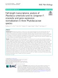 Full-length transcriptome analysis of Phytolacca americana and its congener P. icosandra and gene expression normalization in three Phytolaccaceae species