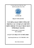 Tóm tắt luận văn Thạc sĩ Văn hóa học: Văn hóa giao tiếp công sở trong các cơ quan chuyên môn thuộc Ủy ban nhân dân tỉnh Hậu Giang