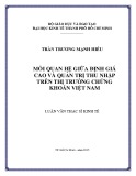 Luận văn Thạc sĩ Kinh tế: Mối quan hệ giữa định giá cao và quản trị thu nhập trên thị trường chứng khoán Việt Nam