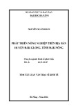 Tóm tắt Luận văn Thạc sĩ Kinh tế phát triển: Phát triển nông nghiệp trên địa bàn huyện Đắk Glong, tỉnh Đắk Nông