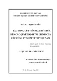 Luận văn Thạc sĩ Kinh tế: Tác động của tiền mặt dư thừa đến các quyết định tài chính của các công ty niêm yết ở Việt Nam