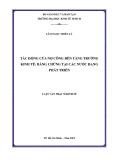 Luận văn Thạc sĩ Kinh tế: Tác động của nợ công đến tăng trưởng kinh tế - Bằng chứng tại các nước đang phát triển