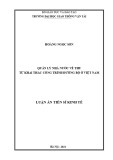Luận án Tiến sĩ Kinh tế: Quản lý nhà nước về thu từ khai thác công trình đường bộ tại Việt Nam