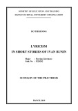 Summary of The Ph.D Thesis: Lyricism in short stories of Ivan Bunin