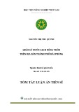 Tóm tắt luận án Tiến sĩ Kinh tế phát triển: Quản lý nước sạch nông thôn trên địa bàn thành phố Hải Phòng