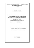 Summary of Doctoral thesis Finance – Banking: Financial management of financial officer training institutions