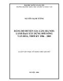 Luận văn Thạc sĩ Khoa học Lịch sử: Đảng bộ huyện Gia Lâm (Hà Nội) lãnh đạo xây dựng đời sống văn hoá thời kỳ 1986 – 2005