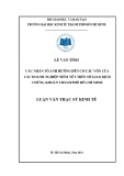 Luận văn Thạc sĩ Kinh tế: Các nhân tố ảnh hưởng đến cơ cấu vốn của các doanh nghiệp niêm yết trên sở giao dịch chứng khoán thành phố Hồ Chí Minh