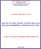 Luận văn Thạc sĩ Khoa học kinh tế: Quản lý nhà nước về đất đai tại huyện Đakrông, tỉnh Quảng Trị