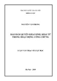 Luận văn Thạc sĩ Luật học: Bảo đảm quyền khai sinh, khai tử trong hoạt động công chứng