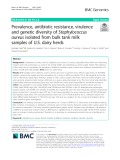 Prevalence, antibiotic resistance, virulence and genetic diversity of Staphylococcus aureus isolated from bulk tank milk samples of U.S. dairy herds