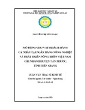 Luận văn Thạc sĩ Kinh tế: Mở rộng cho vay khách hàng cá nhân tại Ngân hàng nông nghiệp và Phát triển nông thôn Huyện Tân Phước Tỉnh Tiền Giang