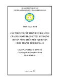 Luận văn Thạc sĩ Kinh tế: Các nhân tố cấu thành sự hài lòng của nhân dân trong việc xây dựng huyện nông thôn mới tại huyện Châu Thành, tỉnh Long An