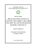 Luận văn Thạc sĩ Kinh tế: Hiệu quả hoạt động tín dụng tại Ngân hàng Nông nghiệp và Phát triển Nông thôn Việt Nam chi nhánh huyện Thạnh Hóa tỉnh Long An