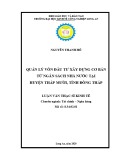 Luận văn Thạc sĩ Kinh tế: Quản lý vốn đầu tư xây dựng cơ bản từ Ngân sách Nhà nước tại huyện Tháp Mười, tỉnh Đồng Tháp