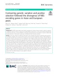 Contrasting genetic variation and positive selection followed the divergence of NBSencoding genes in Asian and European pears