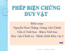 Bài giảng Phép biện chứng duy vật - Nguyễn Nam Thắng
