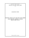 Luận văn Thạc sĩ Toán học: Phương pháp lặp giải bài toán biên cho phương trình vi phân phi tuyến cấp 4