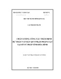 Luận văn Thạc sĩ Quản lý công: Chất lượng công tác thẩm định dự thảo văn bản quy phạm pháp luật tại Sở Tư pháp tỉnh Hòa Bình