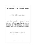 Luận văn Thạc sĩ Kinh tế: Phân tích các yếu tố ảnh hưởng đến hành vi tránh thuế của các doanh nghiệp niêm yết trên Sàn giao dịch chứng khoán Thành phố Hồ Chí Minh