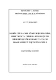 Luận văn Thạc sĩ Kinh tế: Nghiên cứu các chỉ số điều kiện tài chính, phát triển tài chính, ràng buộc tài chính đến quyết định đầu tƣ của các doanh nghiệp ở thị trƣờng châu Á