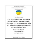 Luận văn Thạc sĩ Kế toán: Các yếu tố ảnh hưởng đến mức độ công bố thông tin trong báo cáo tài chính của các doanh nghiệp niêm yết trên Sở giao dịch chứng khoán thành phố Hồ Chí Minh