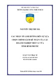 Luận văn Thạc sĩ Kế toán: Các nhân tố ảnh hưởng đến sự lựa chọn chính sách kế toán của các doanh nghiệp nhỏ và vừa tỉnh Bình Phước