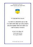 Luận văn Thạc sĩ Kế toán: Vai trò của Hội đồng quản trị tác động đến hiệu quả hoạt động doanh nghiệp niêm yết trên sàn chứng khoán thành phố Hồ Chí Minh