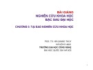 Bài giảng Nghiên cứu khoa học (Bậc sau đại học): Chương 0 - PGS. TS. Hà Quang Thụy