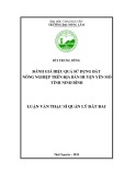 Luận văn Thạc sĩ Quản lý đất đai: Đánh giá hiệu quả sử dụng đất nông nghiệp trên địa bàn huyện Yên Mô - tỉnh Ninh Bình