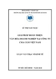 Luận văn Thạc sĩ Kinh tế: Giải pháp hoàn thiện văn hóa doanh nghiệp tại công ty CMA CGM Việt Nam