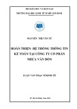 Luận văn Thạc sĩ Kinh tế: Hoàn thiện hệ thống thông tin kế toán tại Công ty cổ phần Nhựa Vân Đồn